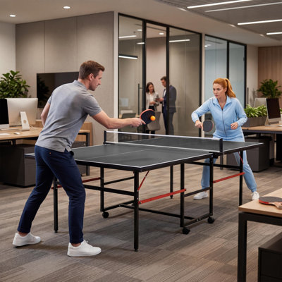 Portable collapsible Table Tennis Table Set 8FT/9FT Indoor/Outdoor Ping Pong Table Quick Assembly Net 2 Paddles 3 Balls Single Player Playback for Family Recreation & Gifts