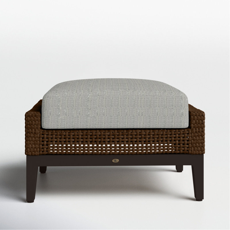 Repose-pieds péninsule tissé - acajou / châtaignier, Pas de passepoil + bourre standard, InsideOut® Rollo ‑ lin argent