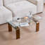 Table basse moderne à 2 niveaux en verre trempé avec tablette de rangement | Table centrale peu encombrante pour le salon et les petits espaces-1316558432