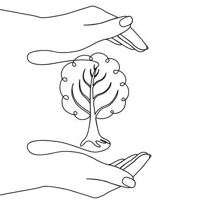 Human Hands Protecting Tree by Ekaterina Zykina - Wrapped Canvas Print