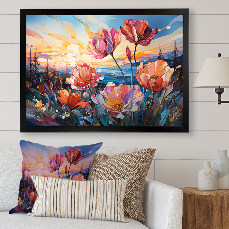 «Glass Tulips», impression sur toile, Cadre simple noir, H 16 po x l 32 po x P 1 po