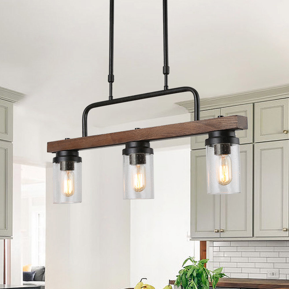 17 Stories Casteel 3 - Light Kitchen Island Lighting Farmhouse Linear  Chandelier for Dining Room | Wayfair