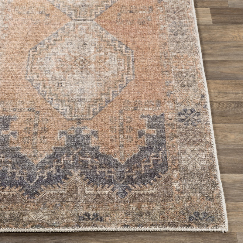 Tapis oriental brun clair / rosé, Tapis de couloir 2 pi 7 po x 12 pi