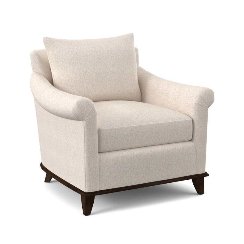 Drake Upholstered Armchair, American Walnut, Elise Linen