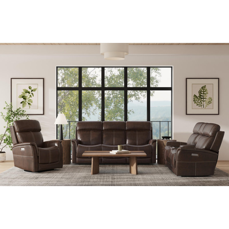 Panorama Leather Swivel Power Recliner