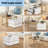 High-gloss Marble Nestable Coffee Table With Glass Tabletop, Gold Decoration, And Side Table With Drawer