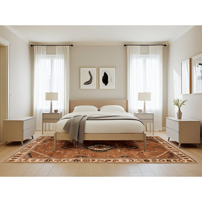 Machine Washable Persian Brown Area Rug, Rectangle 5' x 8'