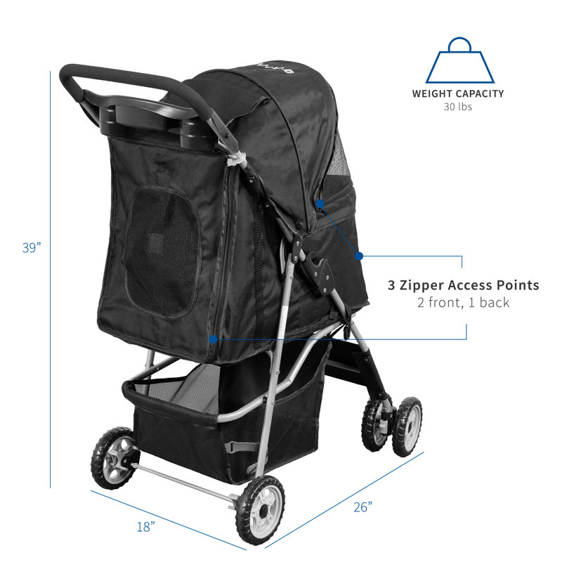 Foldable Pet Stroller, Black
