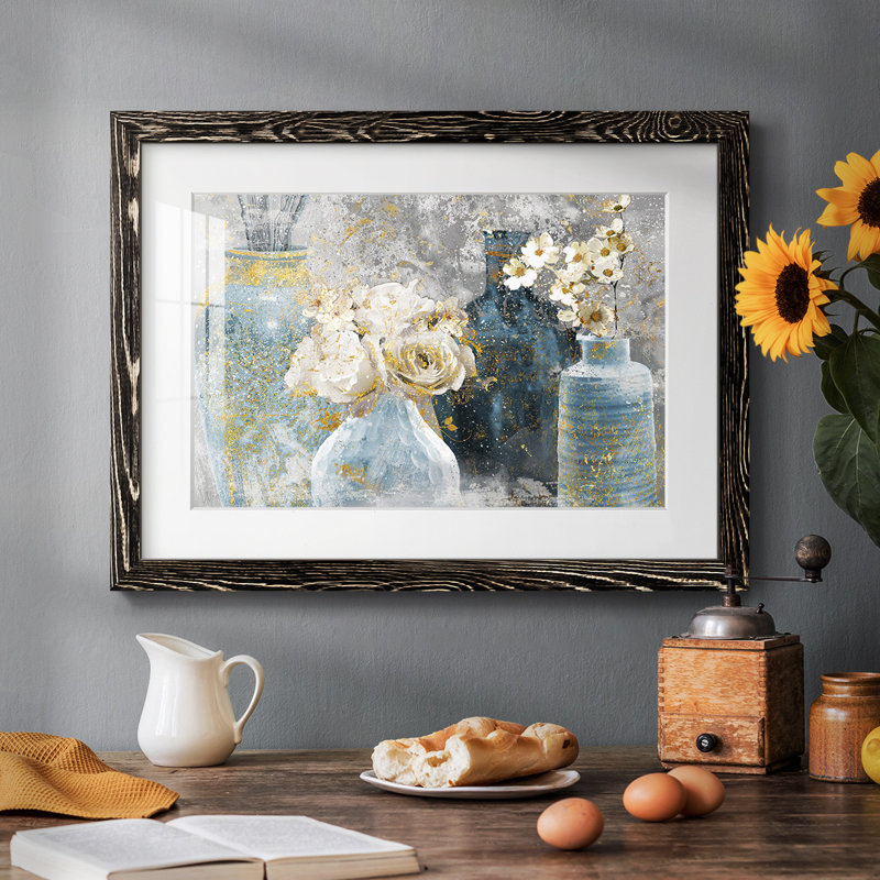 Vessels and Blooms Blues, H 26 po x l 38 po, Noir