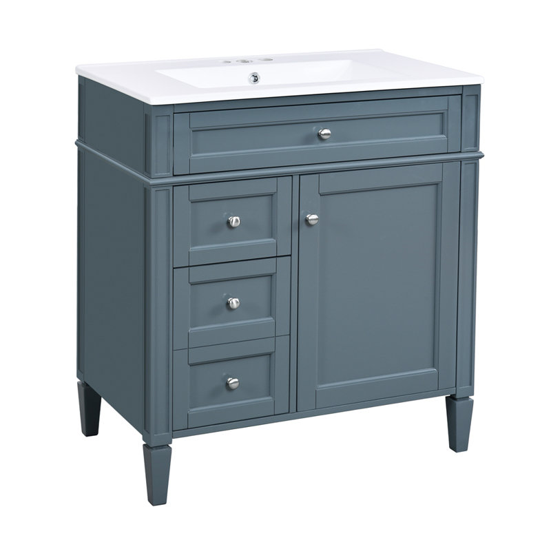 Meuble-lavabo de 30 po avec lavabo supérieur, Bleu