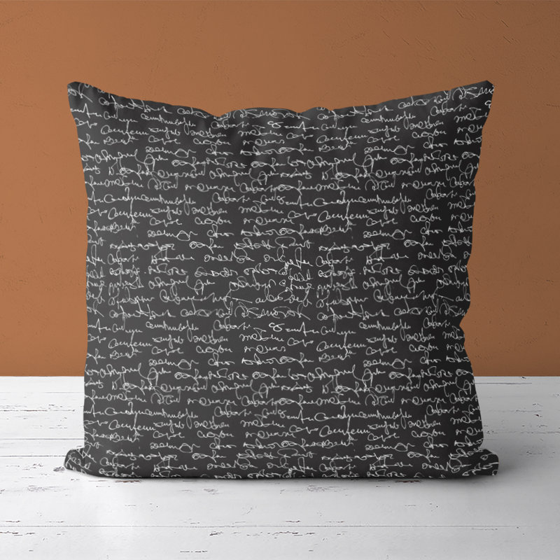 Lettre et housse de coussin carré, Noir et blanc