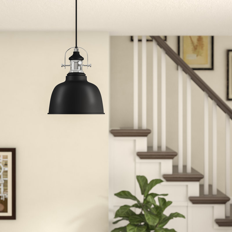 Luminaire suspendu 1 cloche pour une cloche Weatherspoon, Noir mat, H 2,75 po x l 7,5 P 7,5 po