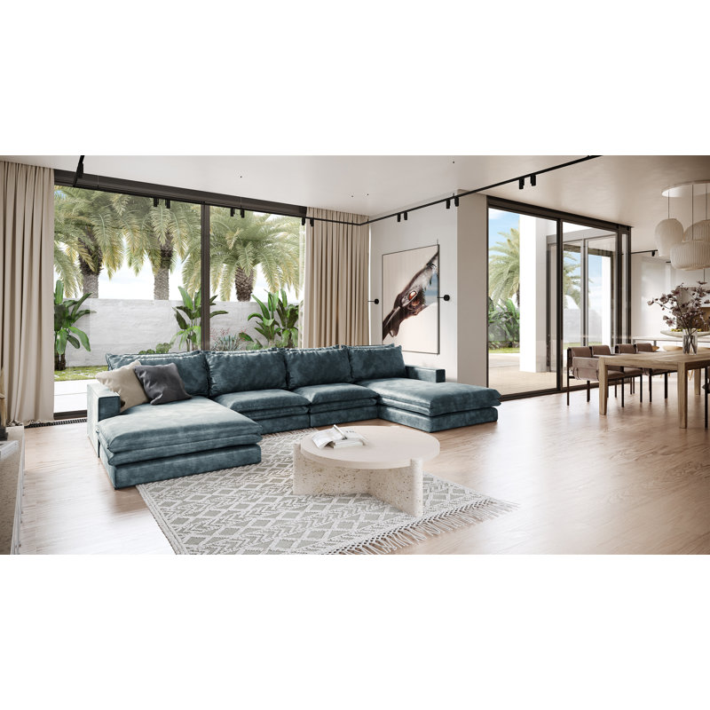 Aaron Large U Corner Sofa, Symmetrical, Dark Blue