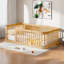 Structure de lit simple en bois avec clôture-1470162804
