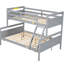 Lit simple superposé au dessus d'un lit double avec garde-corps, lit gigogne gris-117514034