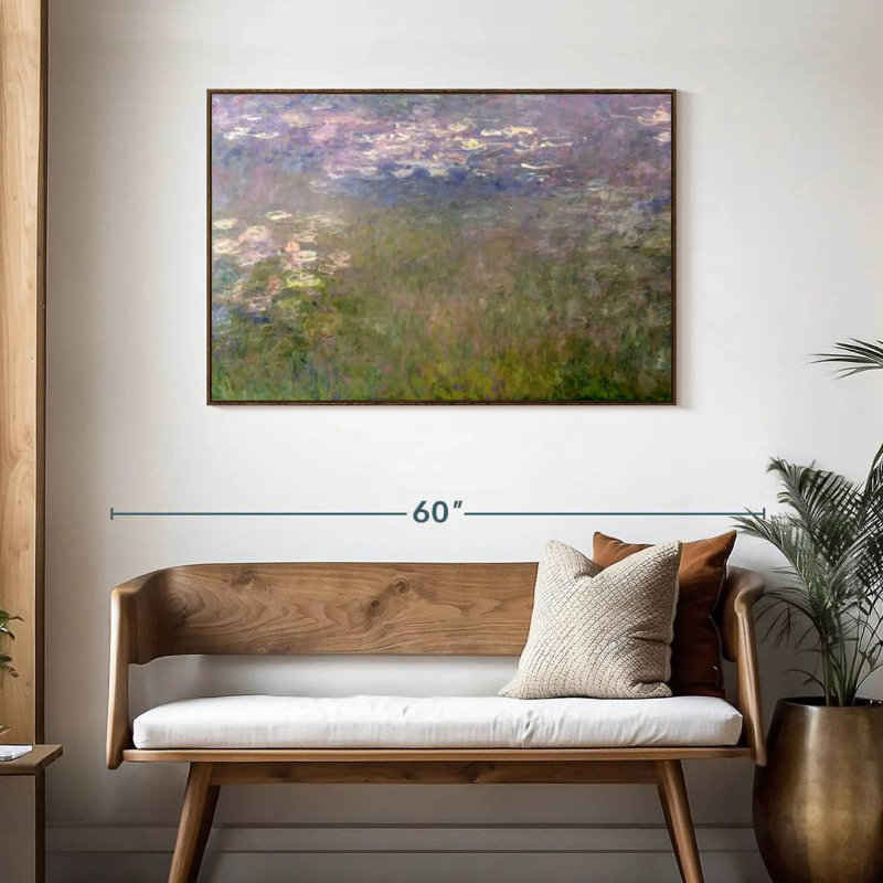 Nymphéas VI, Cadre flottant noyer, 43 po x 29 po