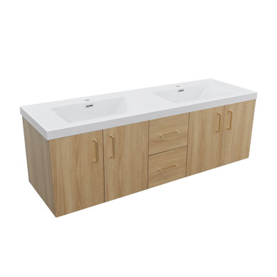 Angela Modern Bathroom Vanity With White Composite Integral Sink Top