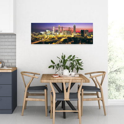 Skyline, Evening, Dusk, Illuminated, Atlanta, Georgia, Colorful Contemporary City Wall Art