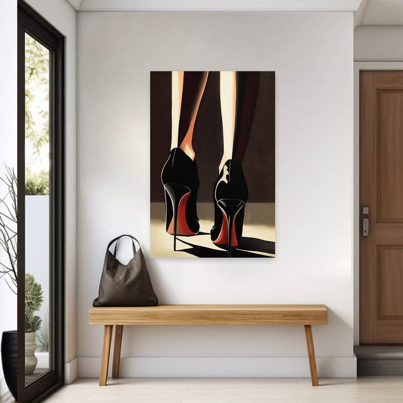 Portrait vintage élégant en talons aiguilles, H 60 po x l 40 po