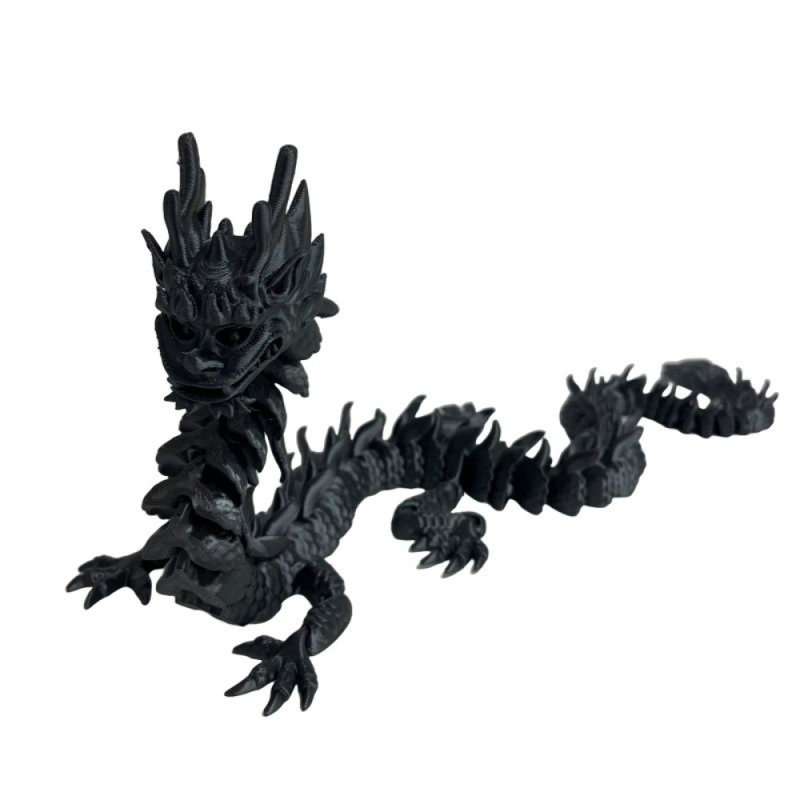 Figurine de dragon impérial imprimé en 3D, H 5 po x l 5 po x P 20,5 po, Noir, noir, noir, noir