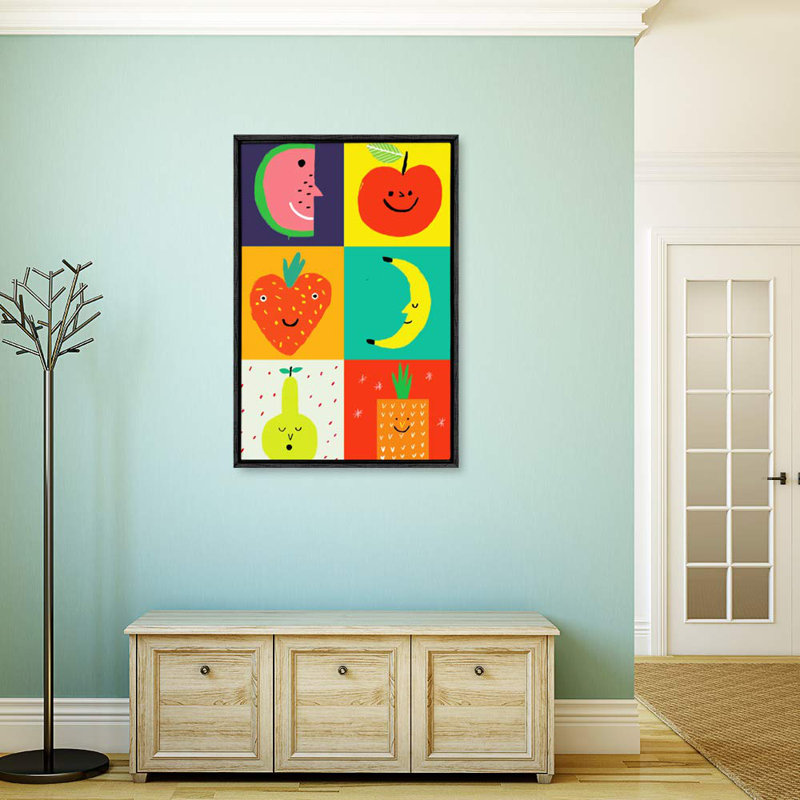 Abstract Colorful Fruits, Black, 24" H x 16" W