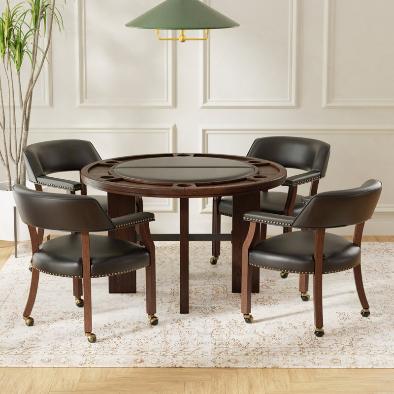Table de salle à manger et de jeu avec insert en similicuir