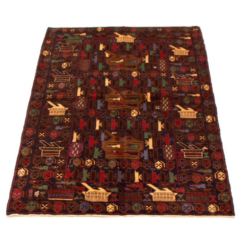 Tapis bleu foncé Saim Rare War 3 pi 10 po x 6 pi 5 po