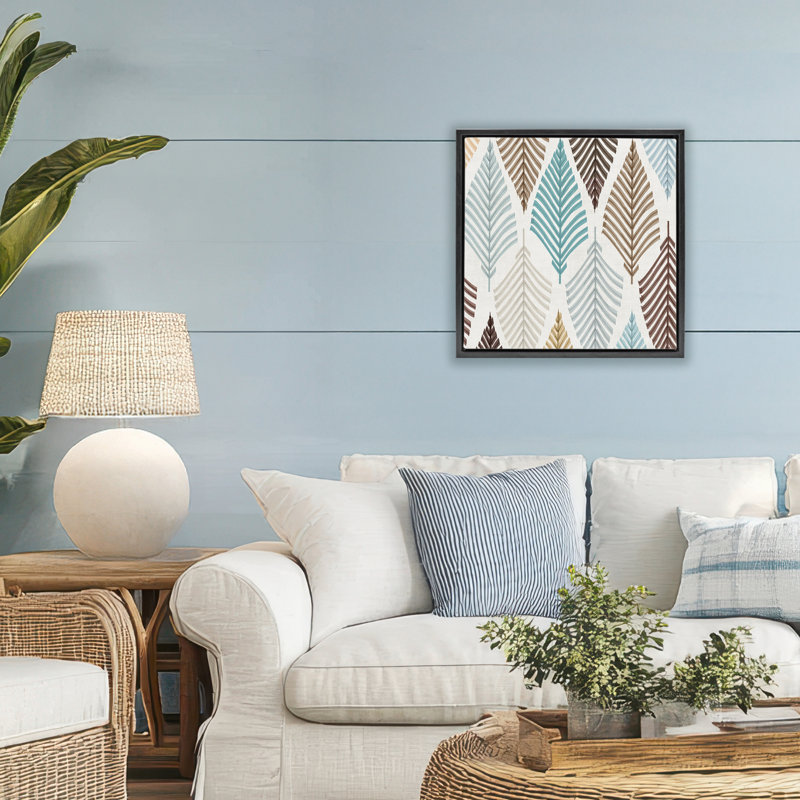 Leaf And Stem Pattern Floating Frame, design by Eli Jones, Jet Black Floater Frame, 18" H x 18" W