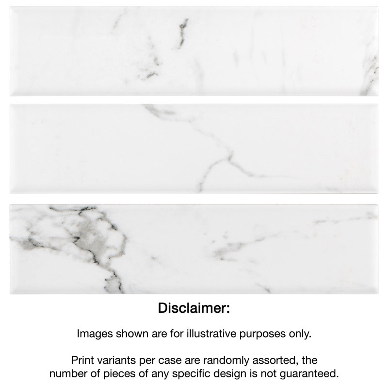 Timeless Brick Calacatta 2-3/8" x 9-3/4" Porcelain Stone Look Wall & Floor Tile