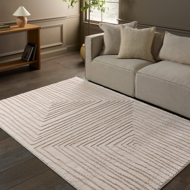 Tapis rayé ivoire / beige Quillan, Tapis de couloir 2 pi 5 po x 10 pi