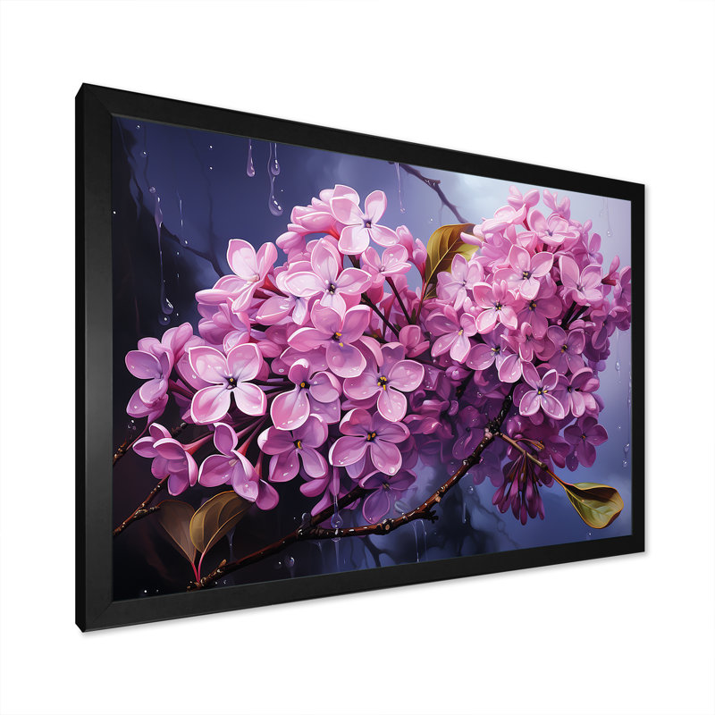 Lilas beauté dévoilé sur toile, Cadre simple noir, H 16 po x l 32 po x P 1 po