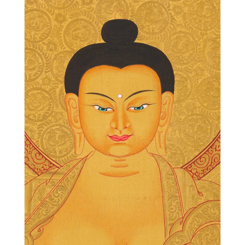 Bouddha Shakyamuni Thangka (Thangka sans brocart) | Acrylique sur toile