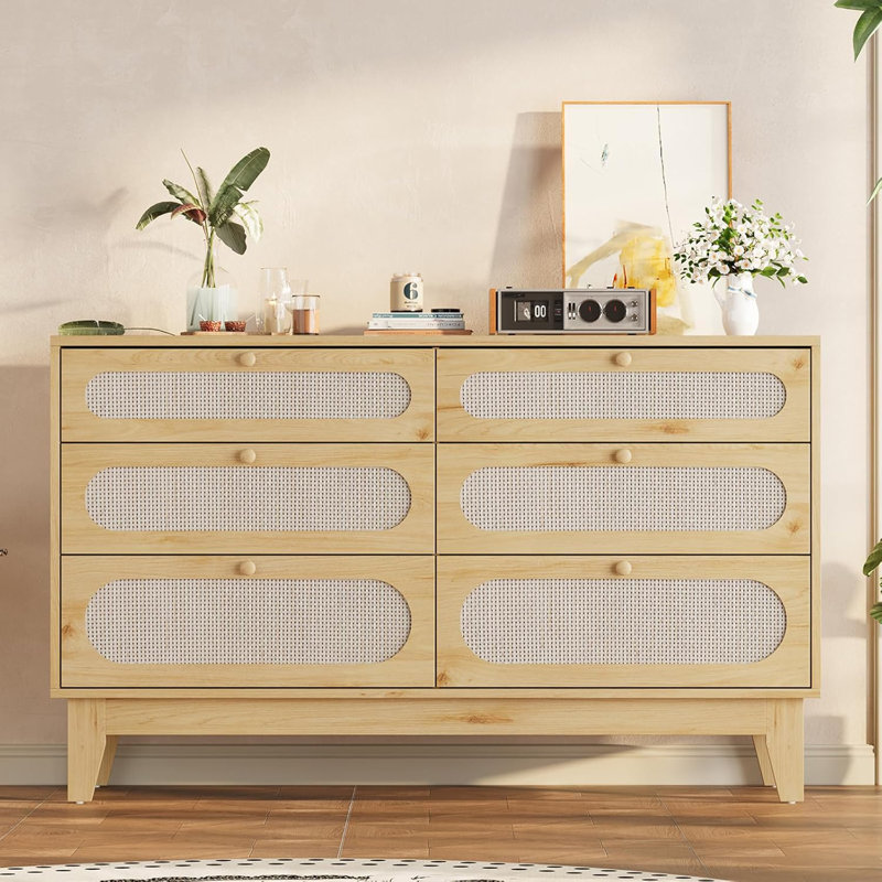 Commode en chêne à 6 tiroirs en chêne, Chêne