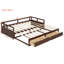 Lit de jour extensible en bois avec lit gigogne et 2 tiroirs de rangement