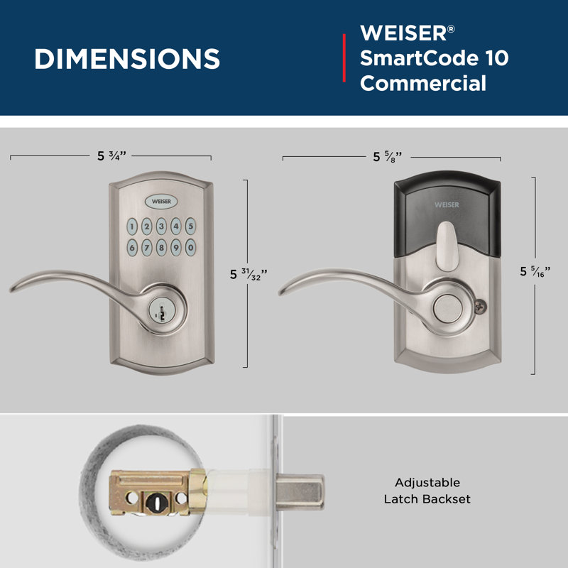 Smartcode 10 Commercial Lever Electronic Lock, Satin Nickel