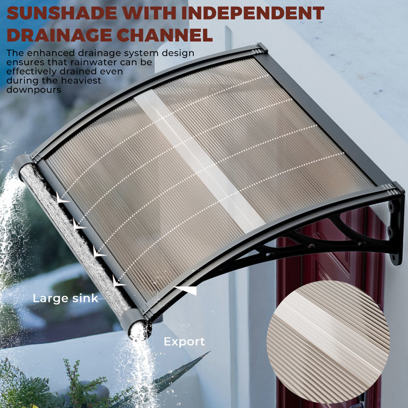 Awning For Door Entrance,32x24 Inches Awnings For Doors,window Awning Canopy Exterior With Plastic Steel Bracket,polycarbonate Cover,uv,rain,snow Protection For Porch,patio,deck