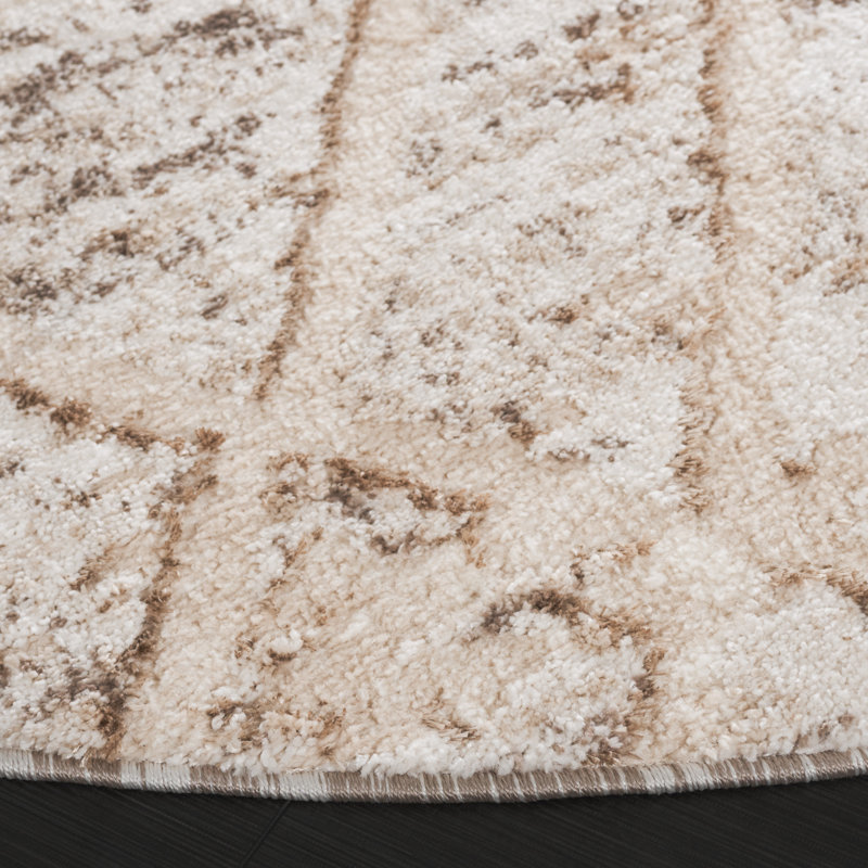 Ravine Shag Performance Abstract Rug, Round 6'7"