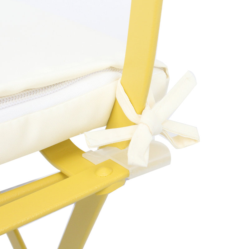 Yellow 3 Pieces Patio Bistro , Metal Construction Chair Table, & Rust-, Foldable For Convenience, Cushions Included Comfort Balcony - Yellow, Rust- Steel Frame, Stylish Design, Space Efficiency, Easy
