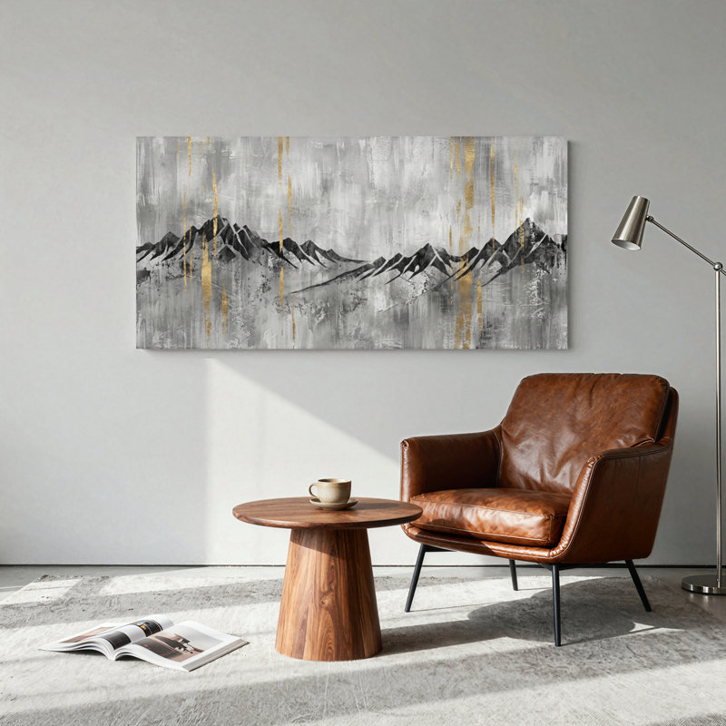 Ensemble de 1 tableau sur toile représentant une chaîne de montagnes, 40“W x 20”H, Wrapped Canvas