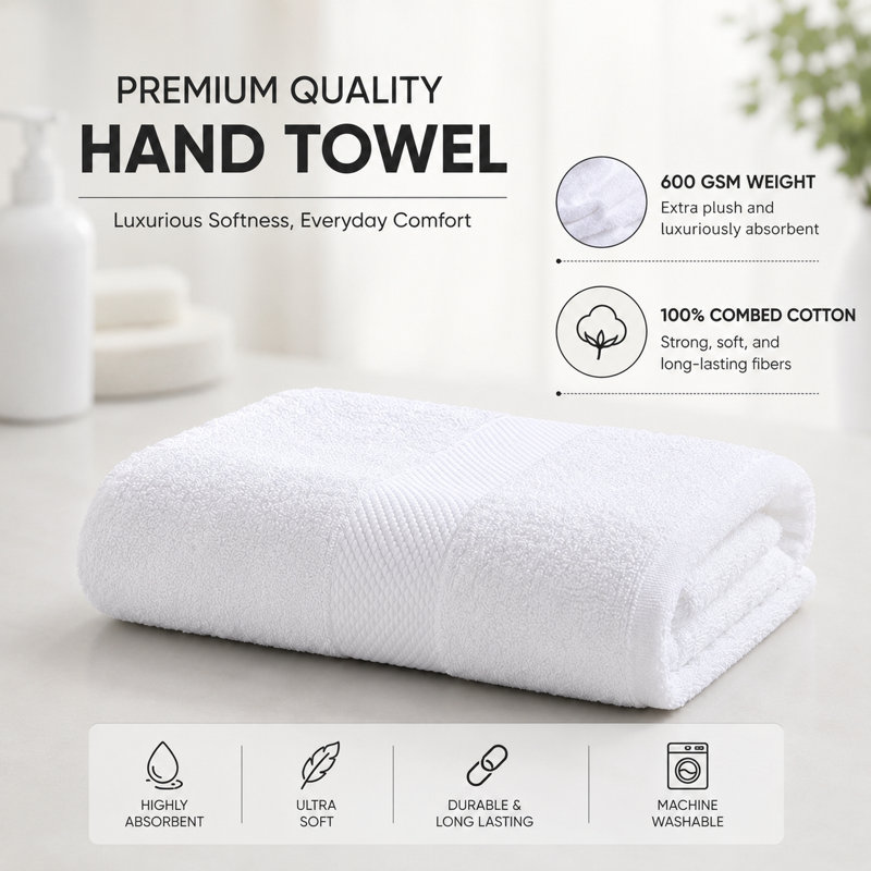 100% Cotton, Hand Towel