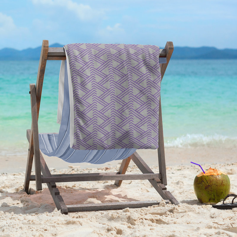 Serviette de plage zig zag classique, Violet / gris
