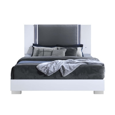 Modern King-Sized Bed Frame with LED Lighting