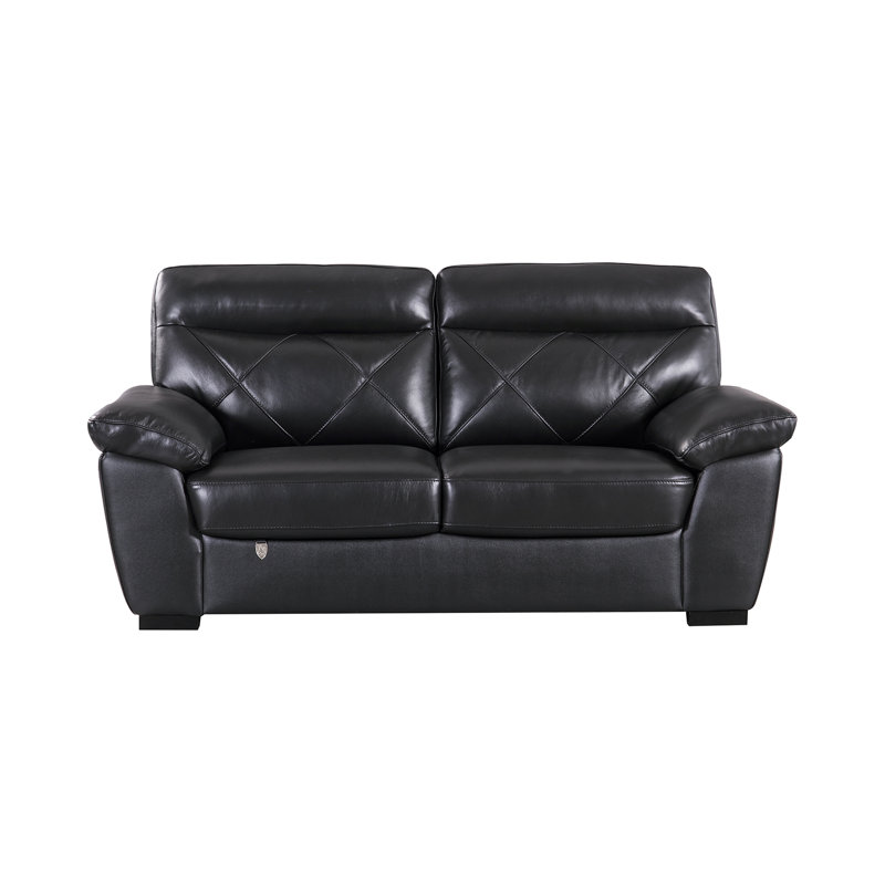 Causeuse Renfro, Cuir véritable noir