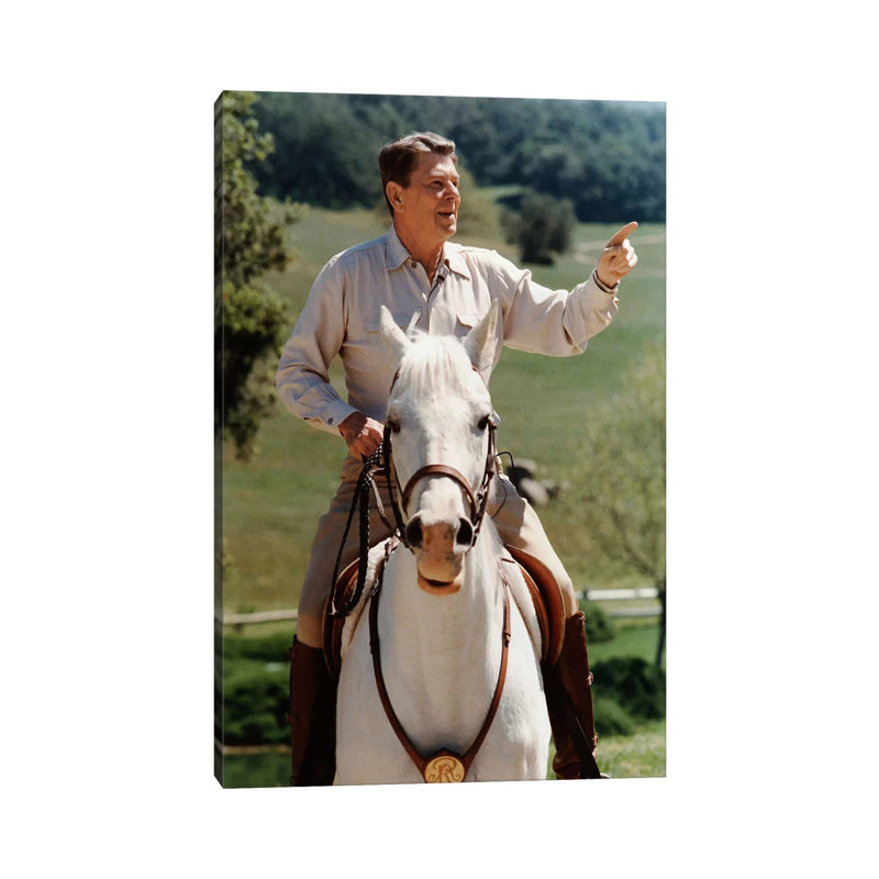 Photo Of President Ronald Reagan On Horseback by Stocktrek Images - Wrapped Canvas Gallery-Wrapped Canvas Giclée