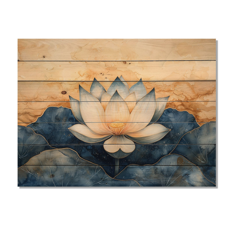 Lis Lily Aura de lotus II - Art mural moderne sur bois de pin naturel, 30" H x 40" W x 0.78" D