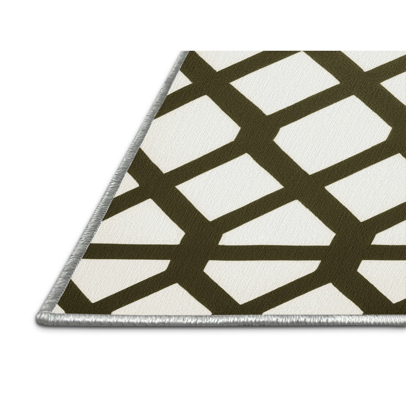 Machine Washable Trellis White Area Rug, Round 4'