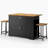 Kitchen Island With Storage Cabinet And Trash Cabinet,  3 Pieces Kitchen Dining Table Set With 2 Stools And Drop Leaf-1608053886