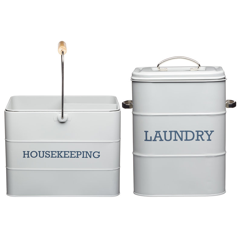 Living Nostalgia Laundry and Housekeeping Canister Set, Grey