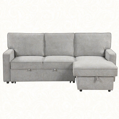 Upholstery Sleeper Sectional Sofa with Storage Space, USB port, 2 cup holders on Back Cushions