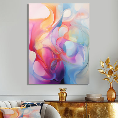 «Pastel Shades Of», art mural abstrait à vagues modernes